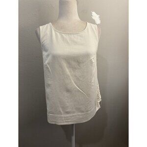 Anthropologie HD in Paris Blouse Embroidered Eyelet Sides Back Zipper Size US8